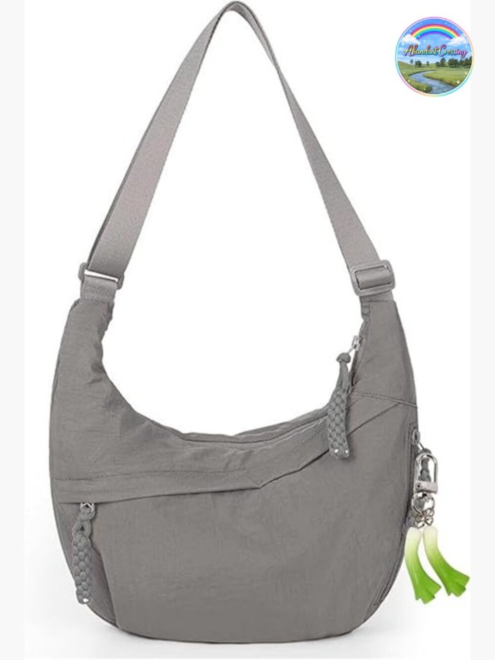 Nylon Hobo Crescent Crossbody Bag with Adjustable Strap